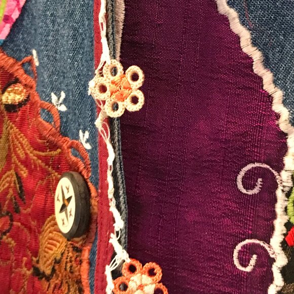 Denim duster/maxi coat Amber studios women's M Art to wear boho hippie fairy - Picture 10 of 12